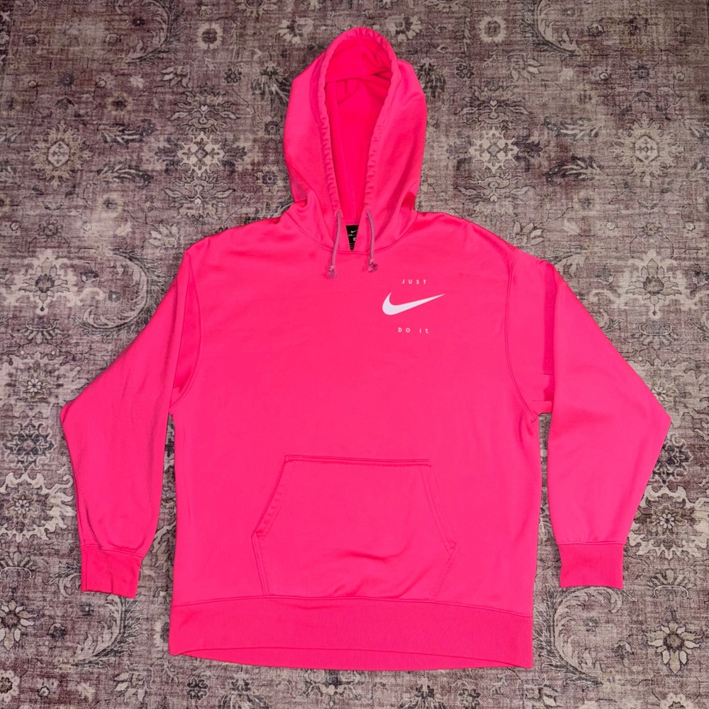 Nike Dri-FIT Just Do It Hoodie Pink Athletic Sweatshirt DA1452-639 Womens Medium